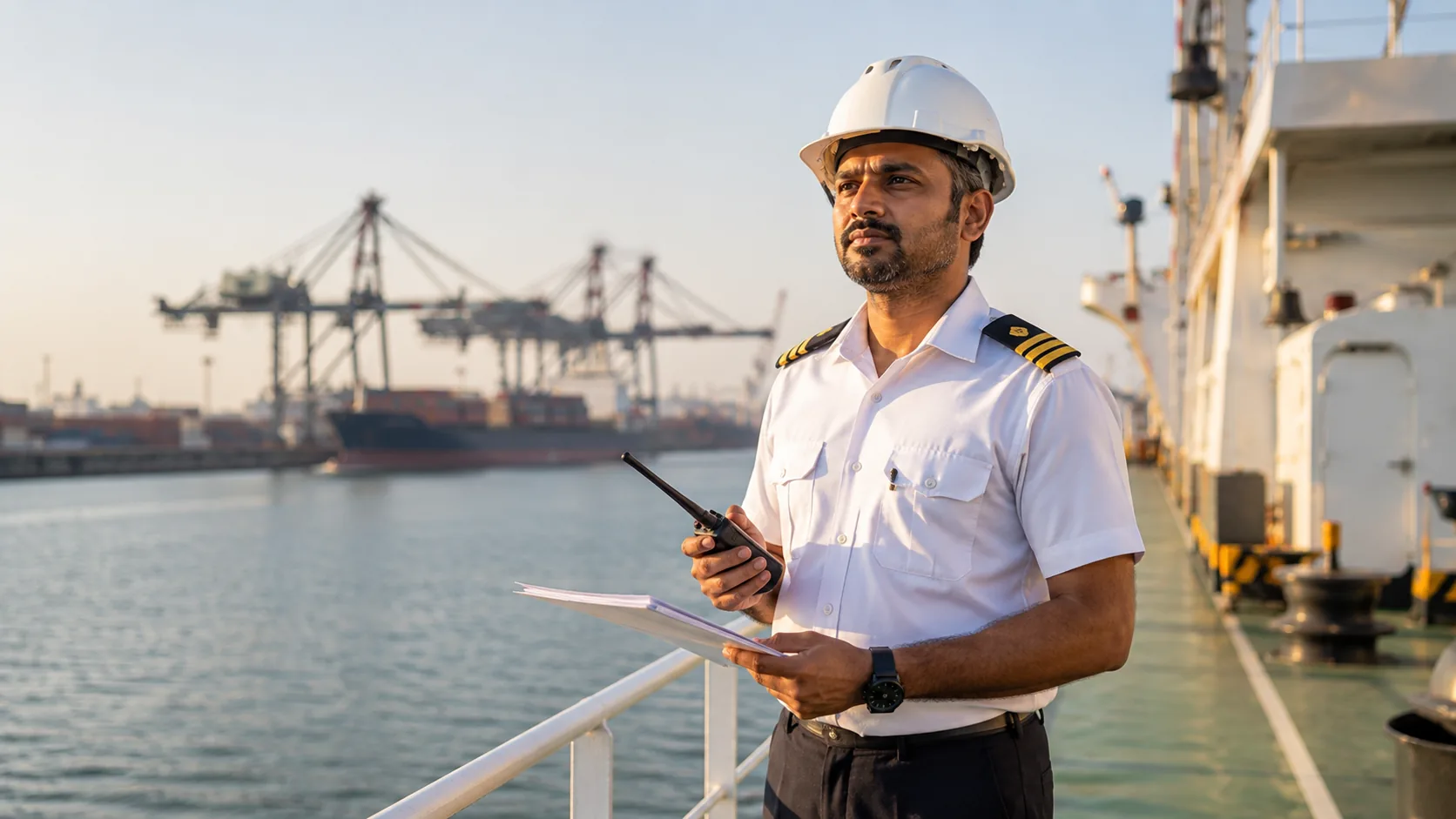 ARCSHIP marine officer overseeing operations at an Indian port
