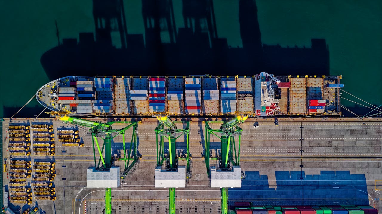 Container vessel at a commercial terminal