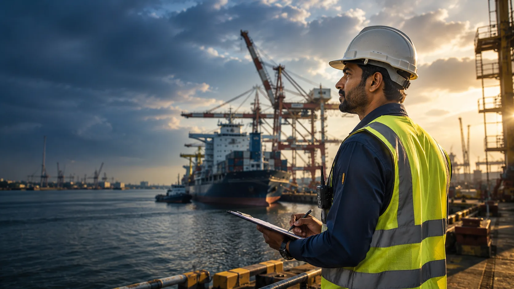 ARCSHIP marine officer overseeing operations at a Sri Lankan port