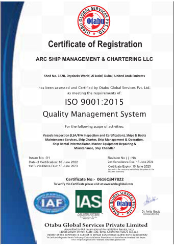 Certificate of Registration Arc Ship Management & Chartering LLC
