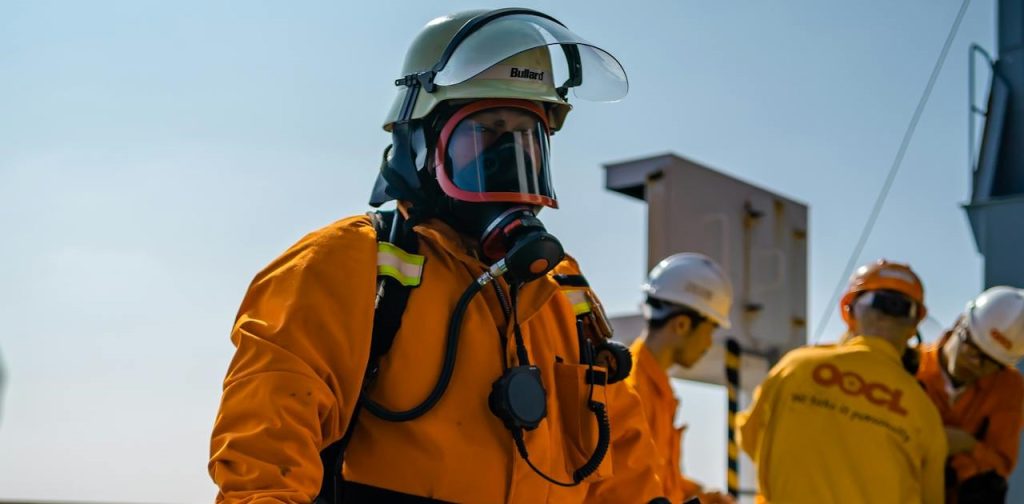 fire fighter in a protective suit